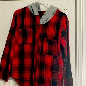 Flannel with hood. I don’t know the brand I got it on amazon
